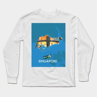 Singapore travel map Long Sleeve T-Shirt